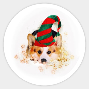 Corgi Santa’s Little Helper Sticker